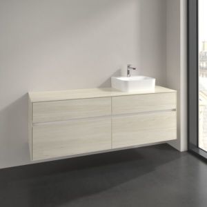 Meuble sous-vasque Villeroy et Boch Collaro C106B0AA 160x54,8x50cm, vasque à droite, éclairage LED 12W, chêne blanc