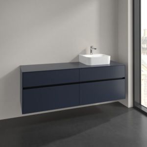 Villeroy und Boch Collaro Waschtischunterschrank C106B0VQ 160x54,8x50cm, Waschtisch rechts, LED-Beleuchtung 12W, marine blue