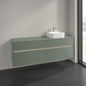 Villeroy und Boch Collaro Waschtischunterschrank C106B0AF 160x54,8x50cm, Waschtisch rechts, LED-Beleuchtung 12W, soft green