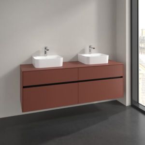 Villeroy und Boch Collaro Waschtischunterschrank C107B0AH 160x54,8x50cm, für 2 Waschtische, LED-Beleuchtung 12W, wine red