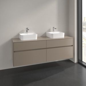 Villeroy and Boch Collaro vanity unit C107B0VM 160x54.8x50cm, for 2 washbasins, LED lighting 12W, taupe