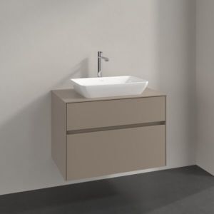 Meuble sous-vasque Villeroy et Boch Collaro C108B0VM 80x54,8x50cm, vasque centrale, éclairage LED 5,7W, taupe