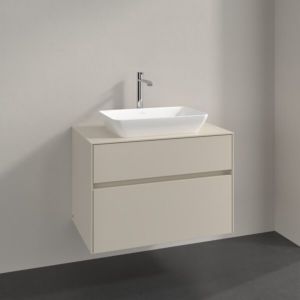 Villeroy and Boch Collaro vanity unit C108B0VN 80x54.8x50cm, center washbasin, 5.7W LED lighting, cashmere grey