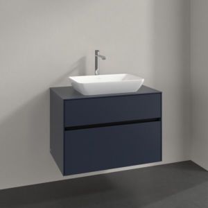 Villeroy and Boch Collaro vanity unit C108B0VQ 80x54.8x50cm, center washbasin, 5.7W LED lighting, marine blue