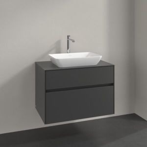 Meuble sous-vasque Villeroy et Boch Collaro C108B0VR 80x54,8x50cm, vasque centrale, éclairage LED 5,7W, graphite