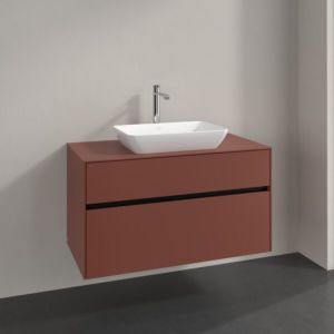 Villeroy und Boch Collaro Waschtischunterschrank C109B0AH 100x54,8x50cm, Waschtisch mittig, LED-Beleuchtung 7,3 W, wine red
