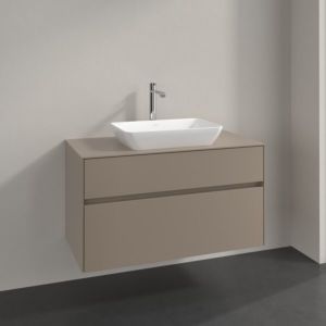 Villeroy und Boch Collaro Waschtischunterschrank C109B0VM 100x54,8x50cm, Waschtisch mittig, LED-Beleuchtung 7,3 W, taupe
