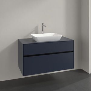 Meuble sous-vasque Villeroy et Boch Collaro C10900VQ 100x54,8x50cm, vasque centrale, bleu marine