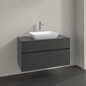 Meuble sous-vasque Villeroy et Boch Collaro C109B0VR 100x54,8x50cm, vasque centrale, éclairage LED 7,3W, graphite