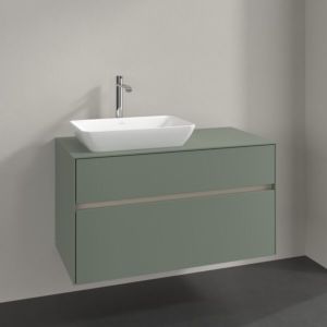 Villeroy und Boch Collaro Waschtischunterschrank C110B0AF 100x54,8x50cm, Waschtisch links, LED-Beleuchtung 7,3 W, soft green