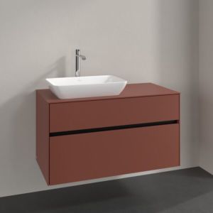 Villeroy und Boch Collaro Waschtischunterschrank C110B0AH 100x54,8x50cm, Waschtisch links, LED-Beleuchtung 7,3 W, wine red