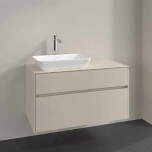 Villeroy and Boch Collaro vanity unit C110B0VN 100x54.8x50cm, washbasin on the left, LED lighting 7.3W, cashmere grey
