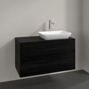 Meuble sous-vasque Villeroy et Boch Collaro C111B0AB 100x54,8x50cm, vasque à droite, éclairage LED 7,3W, chêne noir
