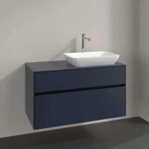 Meuble sous-vasque Villeroy et Boch Collaro C111B0VQ 100x54,8x50cm, vasque à droite, éclairage LED 7,3W, bleu marine