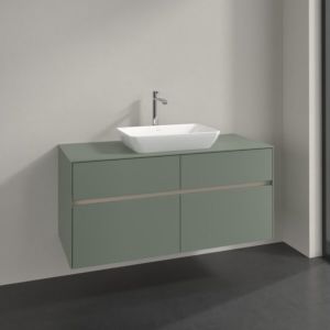 Villeroy and Boch Collaro vanity unit C112B0AF 120x54.8x50cm, center washbasin, 8.8W LED lighting, soft green
