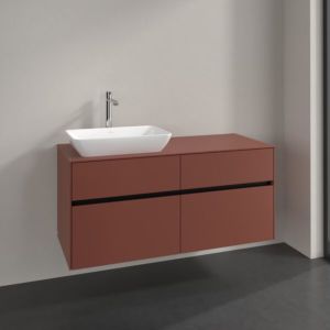Villeroy und Boch Collaro Waschtischunterschrank C113B0AH 120x54,8x50cm, Waschtisch links, LED-Beleuchtung 8,8 W, wine red
