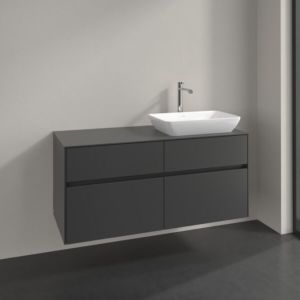 Meuble sous-vasque Villeroy et Boch Collaro C114B0VR 120x54,8x50cm, vasque à droite, éclairage LED 8,8W, graphite