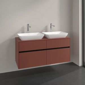 Villeroy und Boch Collaro Waschtischunterschrank C115B0AH 120x54,8x50cm, für 2 Waschtische, LED-Beleuchtung 8,8W, wine red