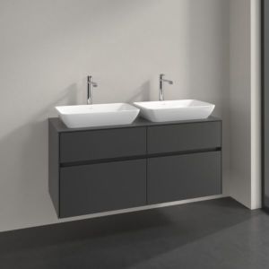 Meuble sous-vasque Villeroy et Boch Collaro C115B0VR 120x54,8x50cm, pour 2 vasques, éclairage LED 8,8W, graphite