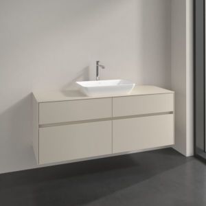 Villeroy and Boch Collaro vanity unit C116B0VN 140x54.8x50cm, for center washbasin, LED lighting 10.4W, cashmere grey