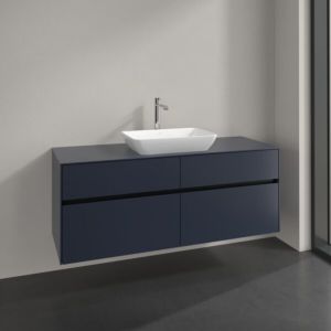 Villeroy and Boch Collaro vanity unit C116B0VQ 140x54.8x50cm, for center washbasin, LED lighting 10.4W, marine blue