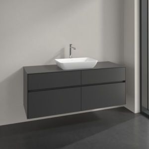 Meuble sous-vasque Villeroy et Boch Collaro C116B0VR 140x54,8x50cm, pour vasque centrale, éclairage LED 10,4W, graphite