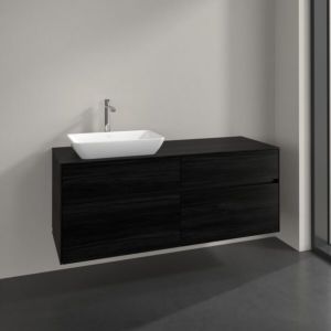 Villeroy und Boch Collaro Waschtischunterschrank C117B0AB 140x54,8x50cm, Waschtisch links, LED-Beleuchtung 10,4W, black oak