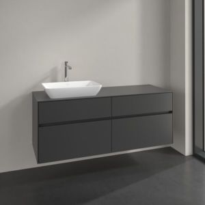 Meuble sous-vasque Villeroy et Boch Collaro C117B0VR 140x54,8x50cm, vasque à gauche, éclairage LED 10,4W, graphite