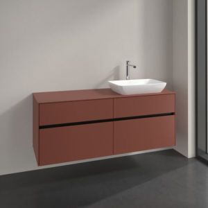 Villeroy und Boch Collaro Waschtischunterschrank C118B0AH 140x54,8x50cm, Waschtisch rechts, LED-Beleuchtung 10,4W, wine red