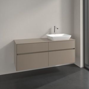 Meuble sous-vasque Villeroy et Boch Collaro C118B0VM 140x54,8x50cm, vasque à droite, éclairage LED 10,4W, taupe