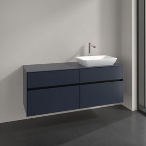 Villeroy and Boch Collaro vanity unit C118B0VQ 140x54.8x50cm, washbasin right, LED lighting 10.4W, marine blue
