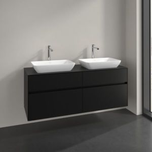 Villeroy und Boch Collaro Waschtischunterschrank C119B0VL 140x54,8x50cm, für 2 Waschtische, LED-Beleuchtung 10,4 W, volcano black