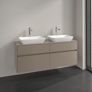 Villeroy und Boch Collaro Waschtischunterschrank C119B0VM 140x54,8x50cm, für 2 Waschtische, LED-Beleuchtung 10,4 W, taupe