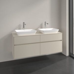 Villeroy und Boch Collaro Waschtischunterschrank C119B0VN 140x54,8x50cm, für 2 Waschtische, LED-Beleuchtung 10,4 W, cashmere grey