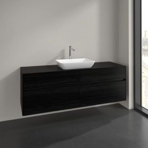 Villeroy und Boch Collaro Waschtischunterschrank C120B0AB 160x54,8x50cm, Waschtisch mittig, LED-Beleuchtung 12W, black oak