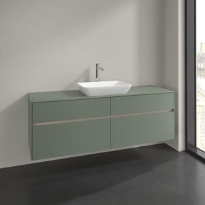 Meuble sous-vasque Villeroy et Boch Collaro C12000AF 160x54,8x50cm, vasque centrale, vert tendre