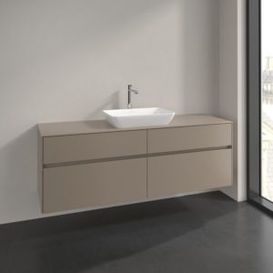 Meuble sous-vasque Villeroy et Boch Collaro C120B0VM 160x54,8x50cm, vasque centrale, éclairage LED 12W, taupe