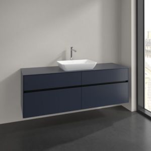 Villeroy und Boch Collaro Waschtischunterschrank C120B0VQ 160x54,8x50cm, Waschtisch mittig, LED-Beleuchtung 12W, marine blue