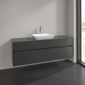 Meuble sous-vasque Villeroy et Boch Collaro C12000VR 160x54,8x50cm, vasque centrale, graphite