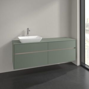Villeroy und Boch Collaro Waschtischunterschrank C121B0AF 160x54,8x50cm, Waschtisch links, LED-Beleuchtung 12W, soft green