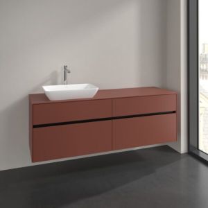 Villeroy und Boch Collaro Waschtischunterschrank C121B0AH 160x54,8x50cm, Waschtisch links, LED-Beleuchtung 12W, wine red
