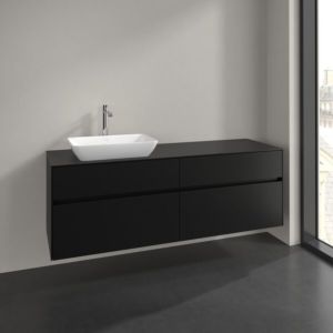 Meuble sous-vasque Villeroy et Boch Collaro C12100VL 160x54,8x50cm, vasque à gauche, noir volcan