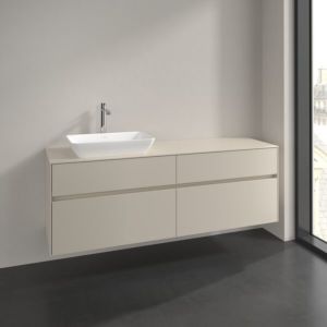 Villeroy und Boch Collaro Waschtischunterschrank C121B0VN 160x54,8x50cm, Waschtisch links, LED-Beleuchtung 12W, cashmere grey