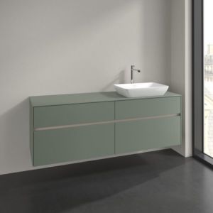Villeroy and Boch Collaro vanity unit C122B0AF 160x54.8x50cm, washbasin on the right, LED lighting 12W, soft green