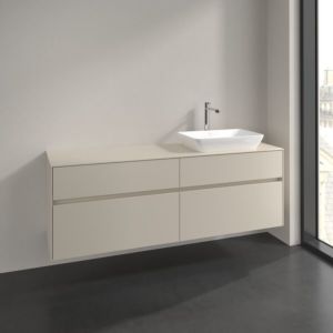 Meuble sous-vasque Villeroy et Boch Collaro C122B0VN 160x54,8x50cm, vasque à droite, éclairage LED 12W, gris cachemire