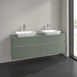 Meuble sous-vasque Villeroy et Boch Collaro C12300AF 160x54,8x50cm, pour 2 vasques, vert tendre