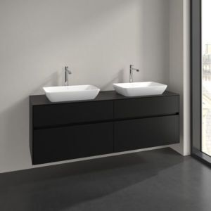 Meuble sous-vasque Villeroy et Boch Collaro C12300VL 160x54,8x50cm, pour 2 vasques, noir volcan