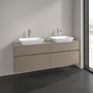 Villeroy and Boch Collaro vanity unit C123B0VM 160x54.8x50cm, for 2 washbasins, LED lighting 12W, taupe