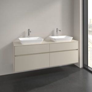 Villeroy and Boch Collaro vanity unit C12300VN 160x54.8x50cm, for 2 washbasins, cashmere grey