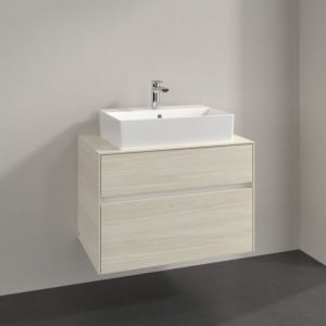 Meuble sous-vasque Villeroy et Boch Collaro C12400AA 80x54,8x50cm, vasque centrale, chêne blanc